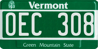 VT license plate OEC308