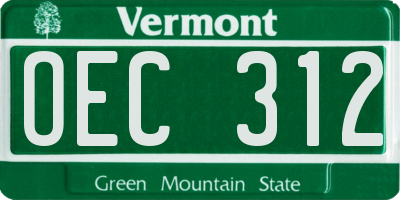 VT license plate OEC312
