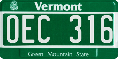 VT license plate OEC316