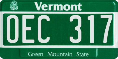 VT license plate OEC317