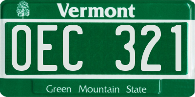 VT license plate OEC321
