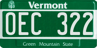 VT license plate OEC322