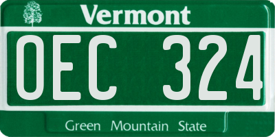 VT license plate OEC324