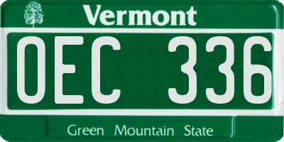 VT license plate OEC336