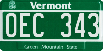 VT license plate OEC343