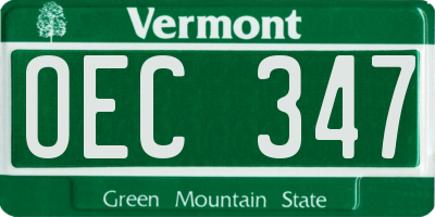 VT license plate OEC347
