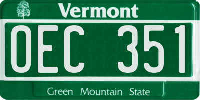 VT license plate OEC351
