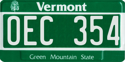 VT license plate OEC354