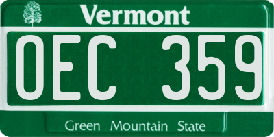 VT license plate OEC359