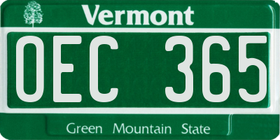 VT license plate OEC365