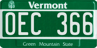 VT license plate OEC366