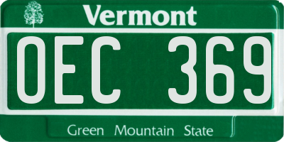 VT license plate OEC369