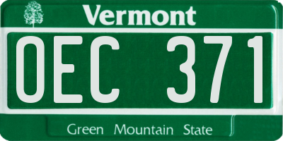 VT license plate OEC371