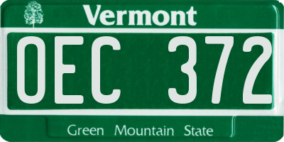 VT license plate OEC372