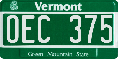 VT license plate OEC375