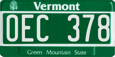 VT license plate OEC378