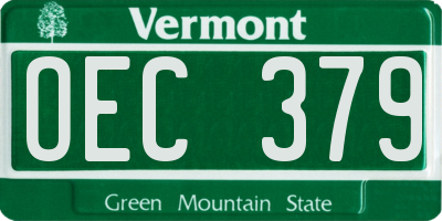 VT license plate OEC379