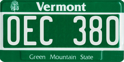 VT license plate OEC380