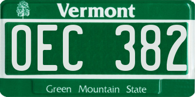 VT license plate OEC382
