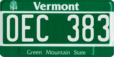 VT license plate OEC383