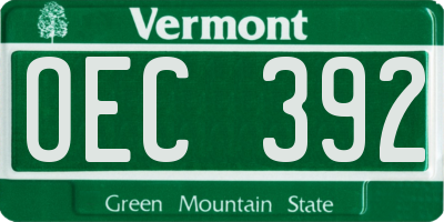 VT license plate OEC392