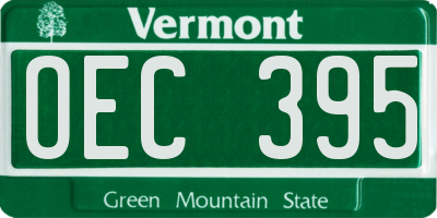 VT license plate OEC395