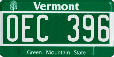 VT license plate OEC396
