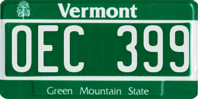 VT license plate OEC399