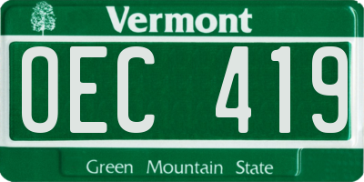 VT license plate OEC419