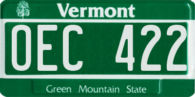 VT license plate OEC422
