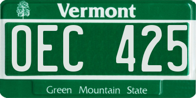 VT license plate OEC425