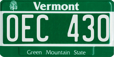 VT license plate OEC430