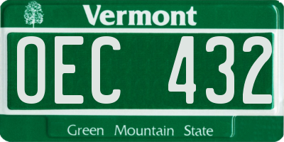 VT license plate OEC432