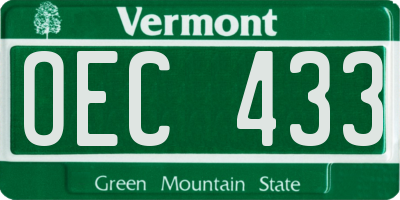 VT license plate OEC433