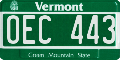 VT license plate OEC443