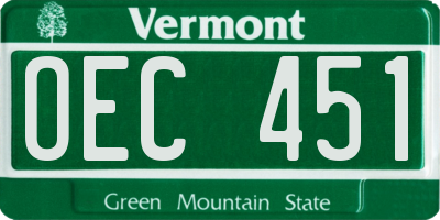 VT license plate OEC451