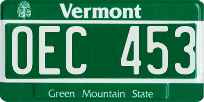 VT license plate OEC453