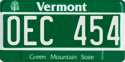 VT license plate OEC454