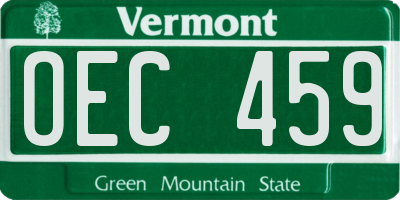 VT license plate OEC459