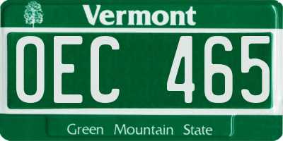 VT license plate OEC465