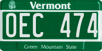 VT license plate OEC474