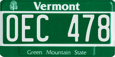 VT license plate OEC478