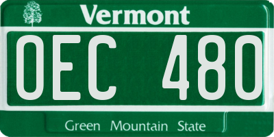 VT license plate OEC480