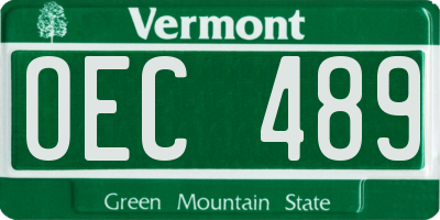 VT license plate OEC489