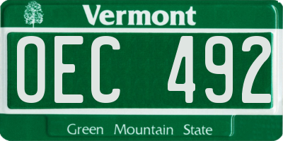 VT license plate OEC492