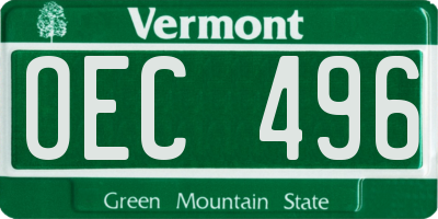 VT license plate OEC496