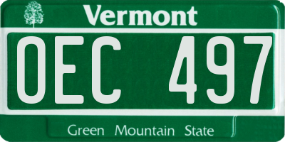 VT license plate OEC497