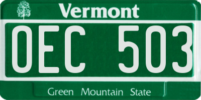 VT license plate OEC503