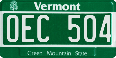 VT license plate OEC504
