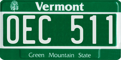 VT license plate OEC511